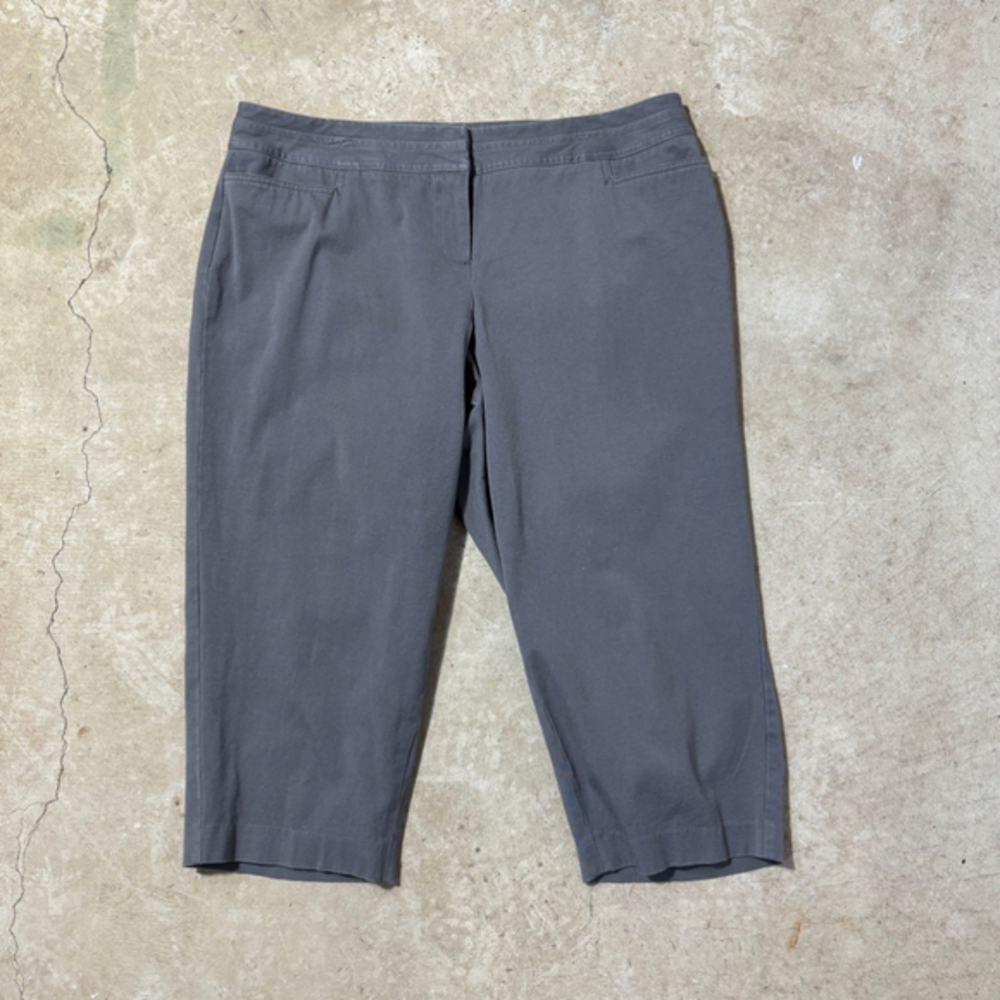 Lane Bryant Capri Pants Women’s Plus Size 16 Gray Zip Fly Back Pockets Cotton